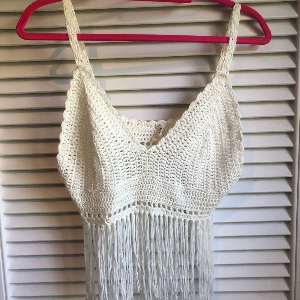 Beige Crochet Crop Top Size M